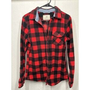LEGENDARY WHITETAILS MENS RED HEAVY WEIGHT FLANNEL SHIRT SIZE SMALL